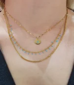 3-Layer Gold and Turquoise Necklace Set with Sunburst Pendant - Image 3
