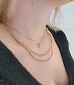 3-Layer Gold and Turquoise Necklace Set with Sunburst Pendant - Image 4