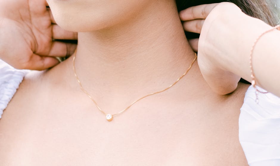 3-layer tri-tone beaded chain necklace set in 18K gold plated stainless steel
