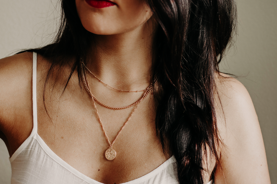 gold rainbow mystic crystal pear pendant necklace in 18K gold plated stainless steel