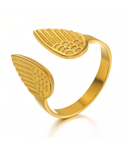 gold angel wing ring